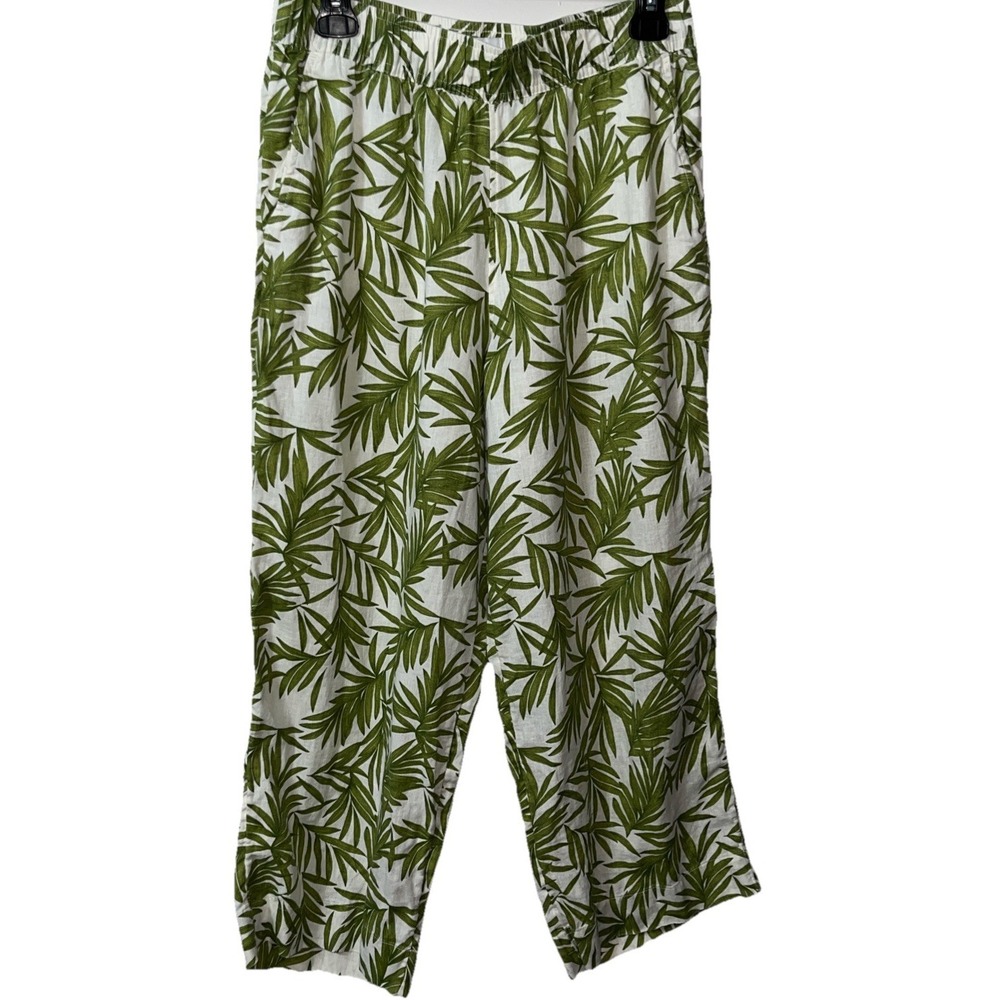Nicole Miller Pants M 100% Linen Wide Leg Cropped Breathable Lightweight Flowy - Picture 2 of 6